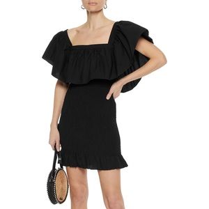 Black Smocked Ruffle Dress